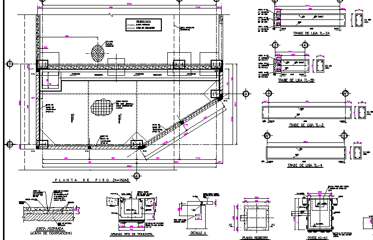 Work shop expansion constructive details dwg file