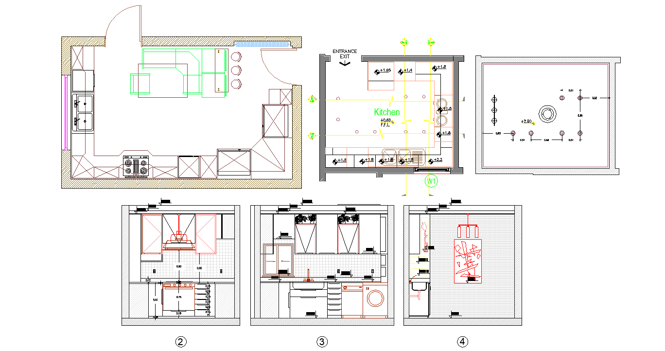 Work Drawing of making Modular Kitchen ,Download the DWG file.