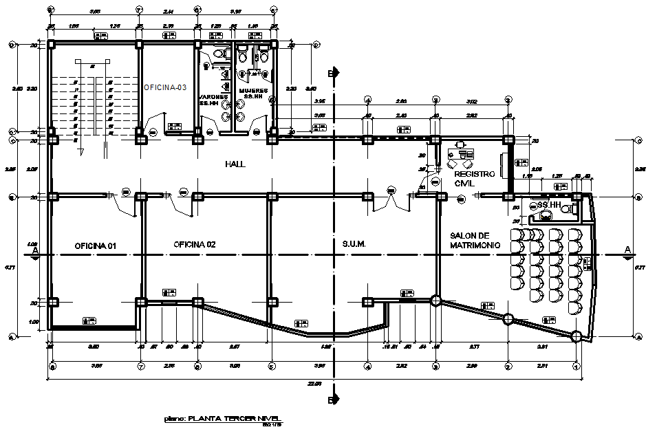Working Commercial Layout plan detail dwg file