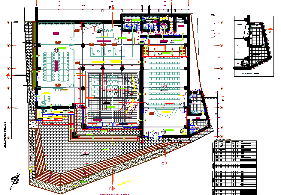 Working Commercial plan and elevation layout detail dwg file
