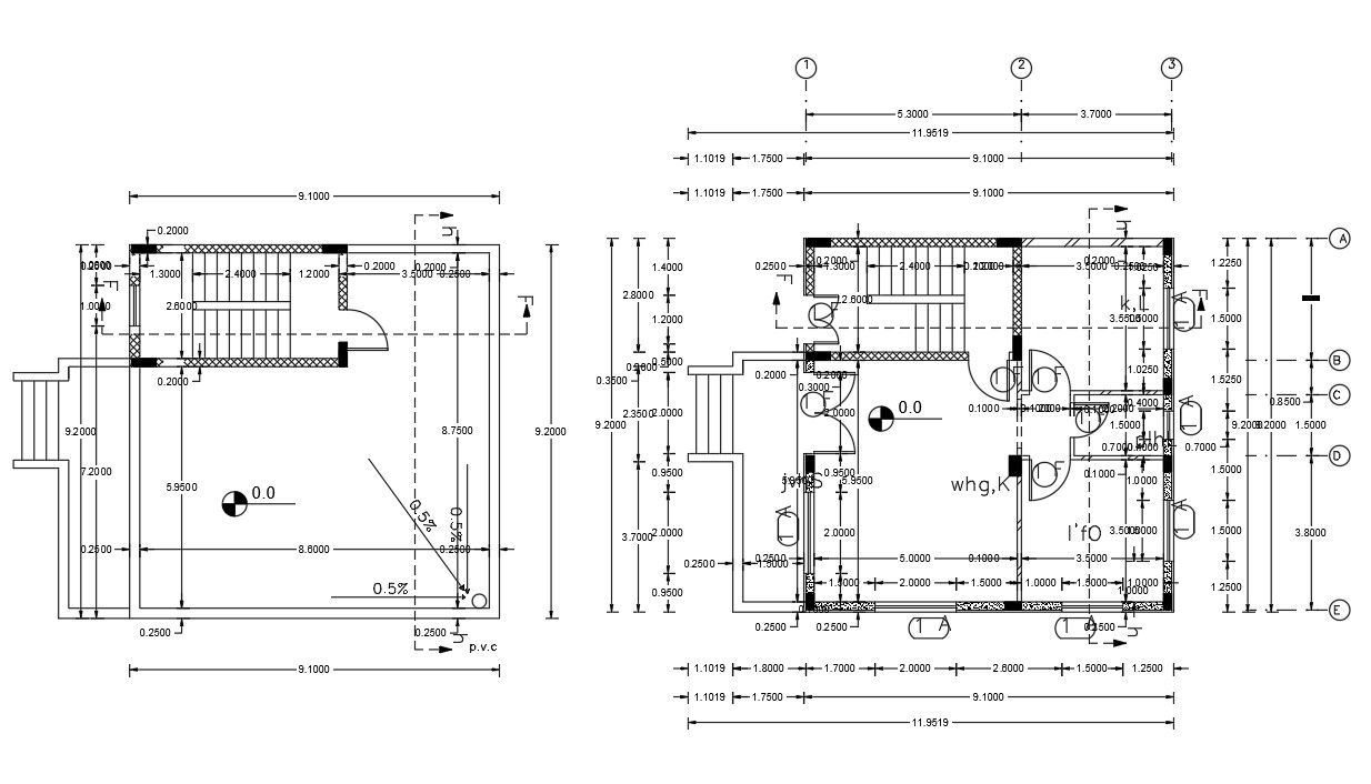 Working Drawing Small Bungalow Floor Plan CAD File