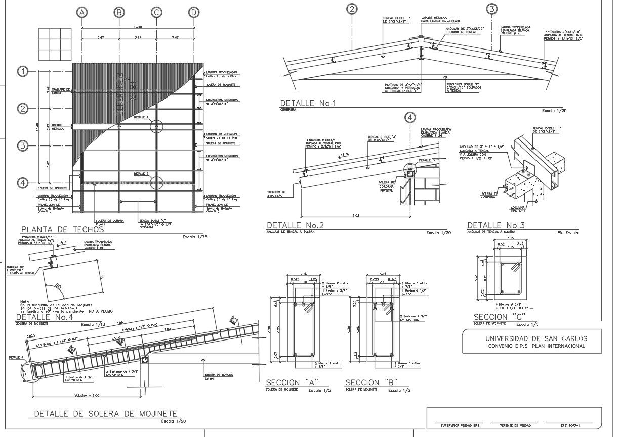 Working Plan, elevation and section detail dwg file