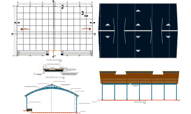 Working Plan, elevation and section detail dwg file