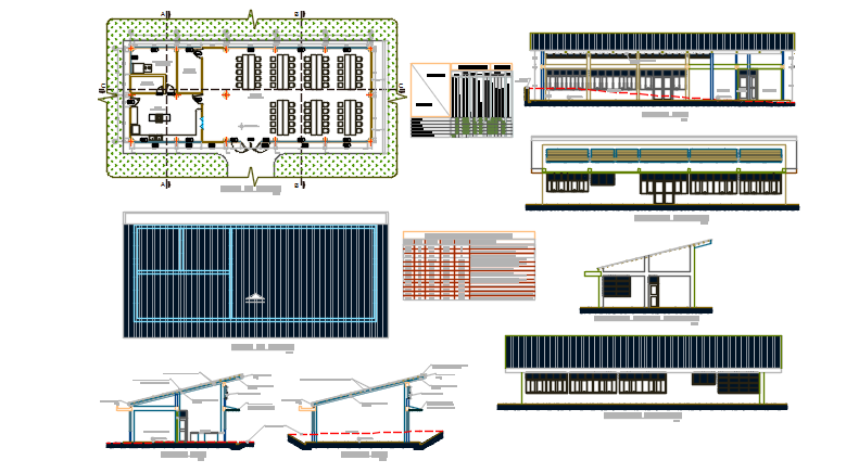 Working Plan, elevation and section detail dwg file