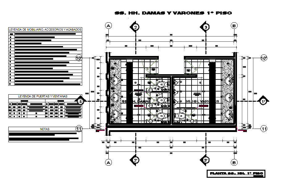 Working drawing with the toilet detail.