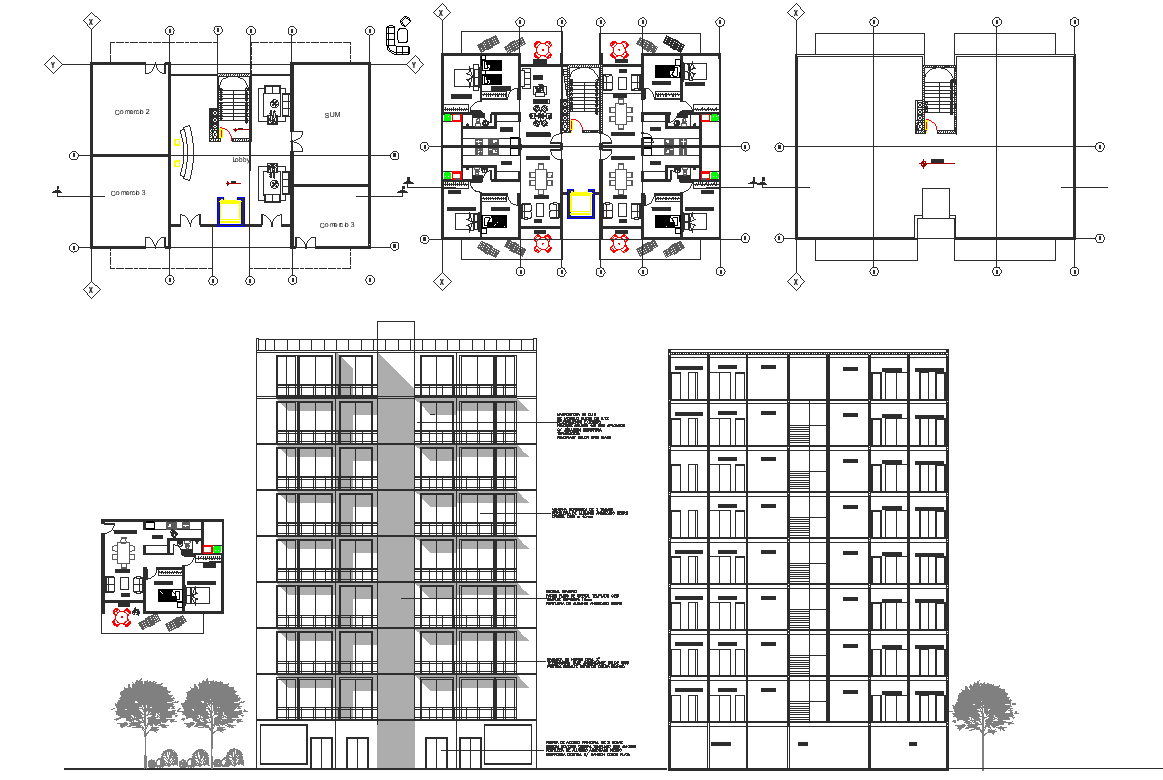 Working plan and elevation detail dwg file