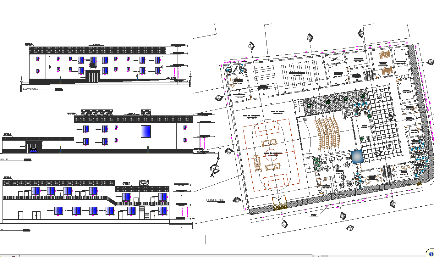 Working plan and elevation detail dwg file