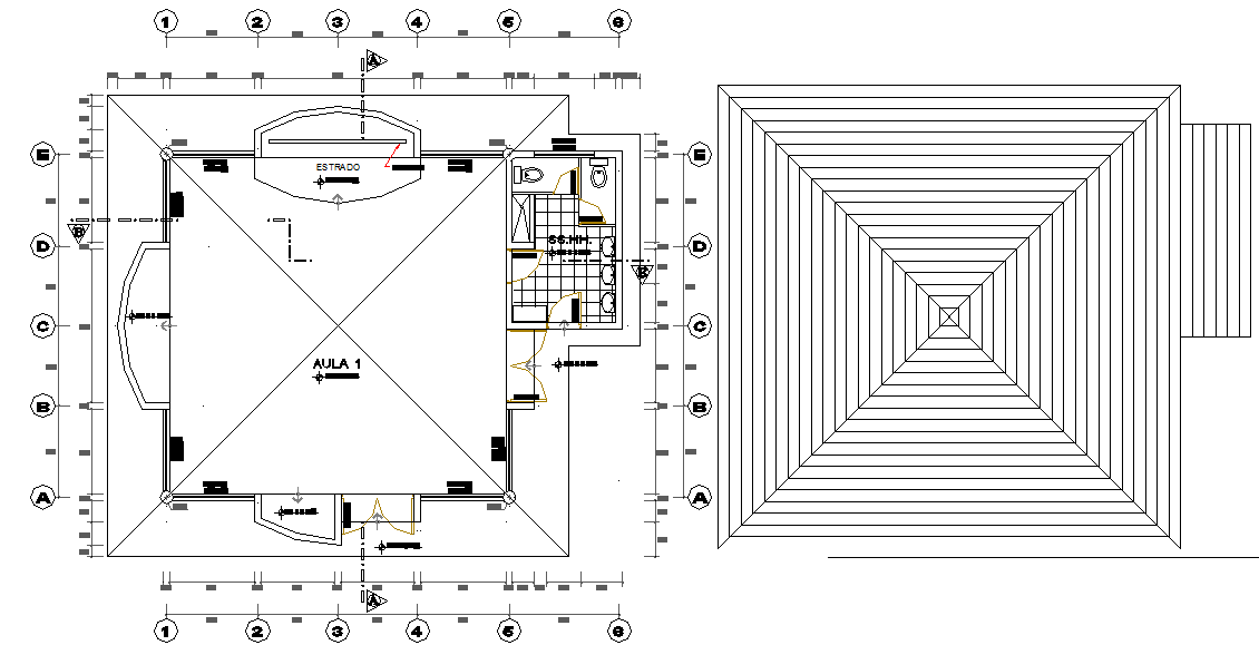 Working plan detail and roof plan detail dwg file