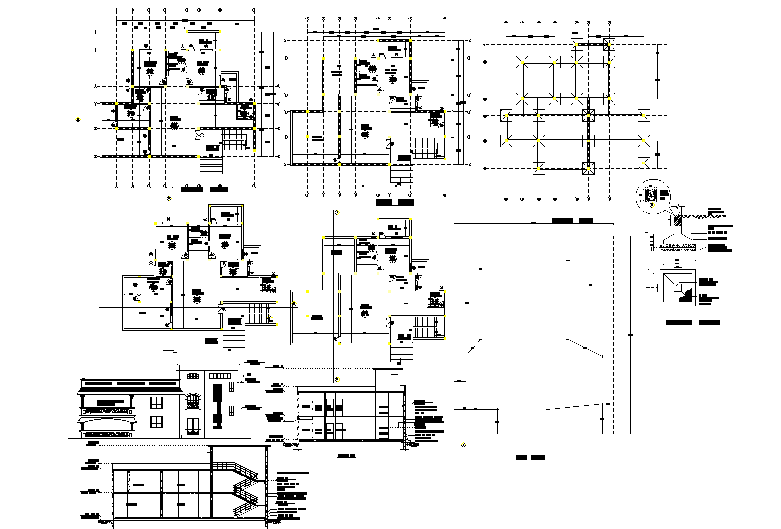 Working plan for one family house detail dwg file,