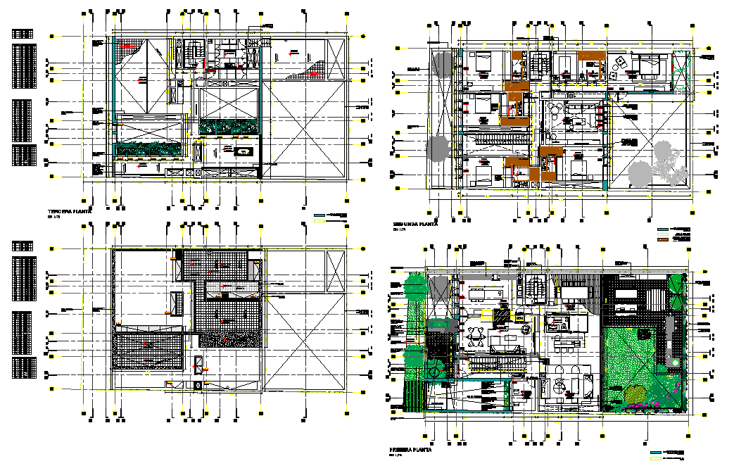 Working residence house plan autocad file