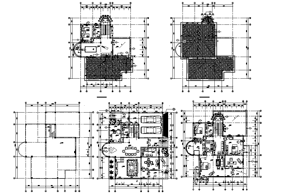Working villa plan detail dwg file