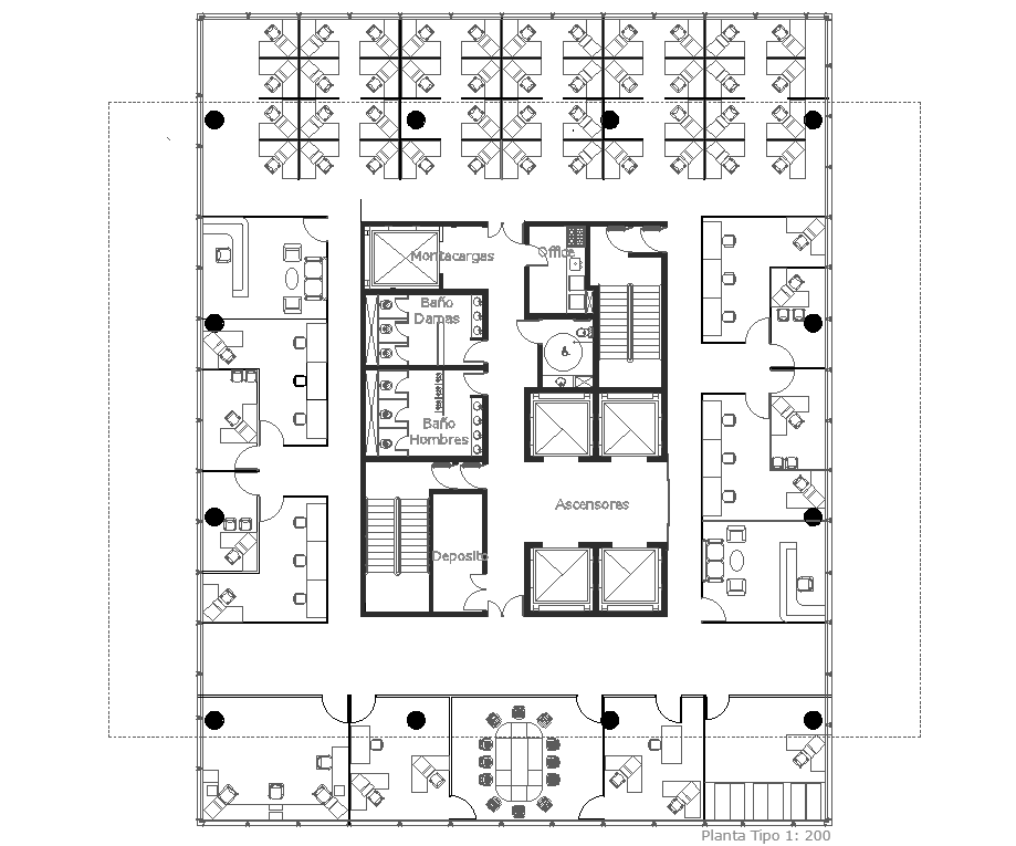 Working Desk Office Floor Plan AutoCAD Drawing Download DWG File