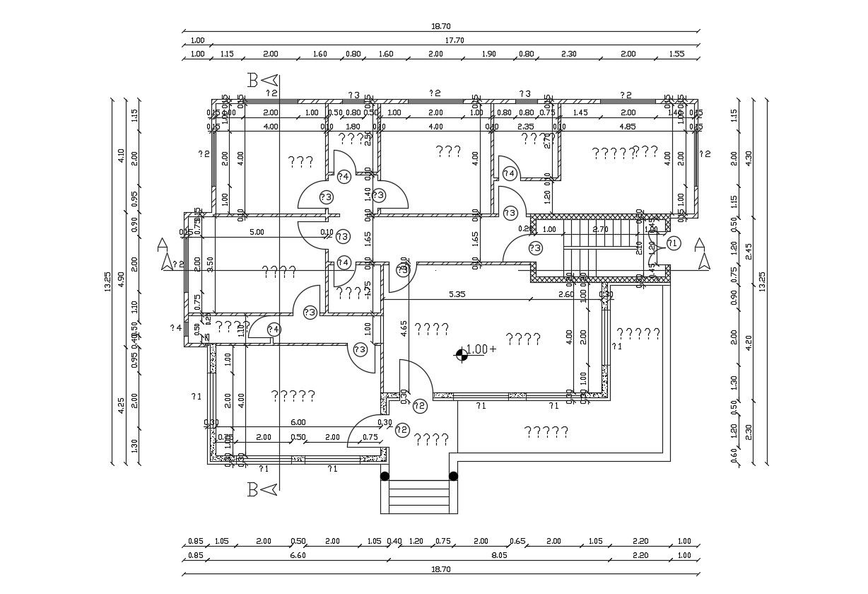 Working Drawing Bungalow Ground Floor Plan CAD File