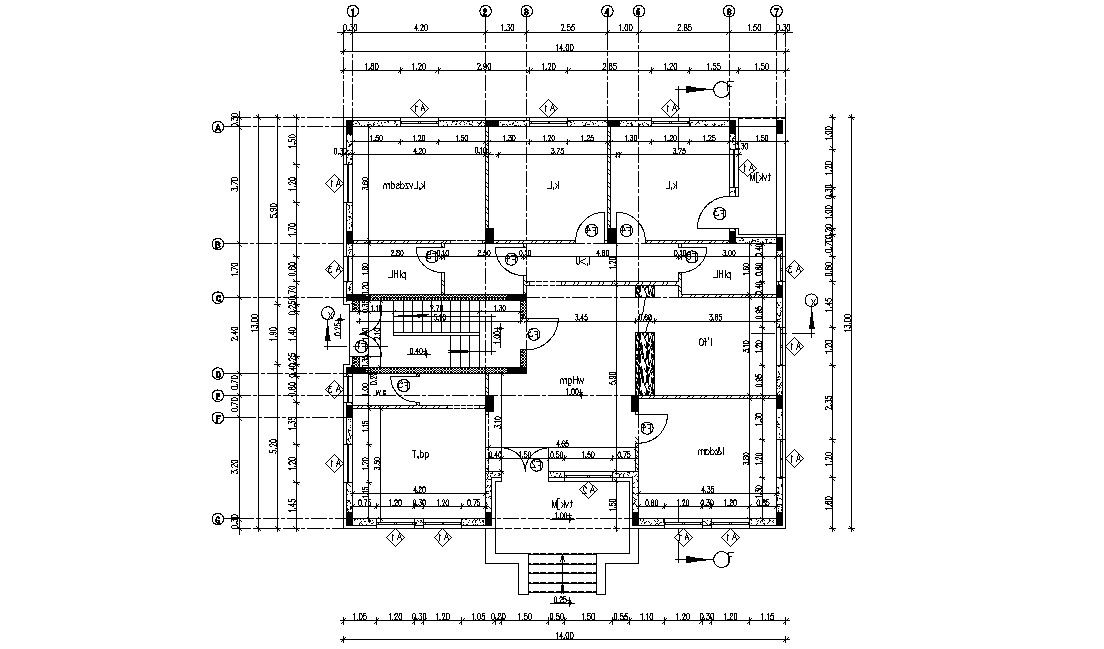 Working Drawing Plan Of Huge Bungalow Architectural Drawing