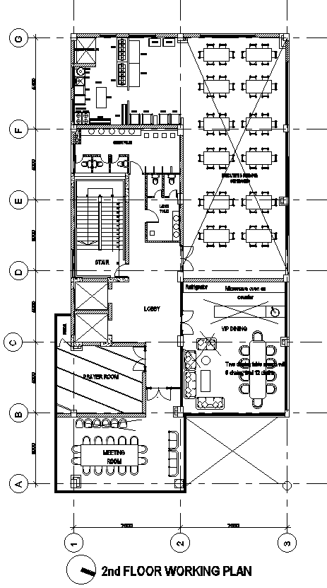 Working Plan of Office Amenities center DWG AutoCAD file