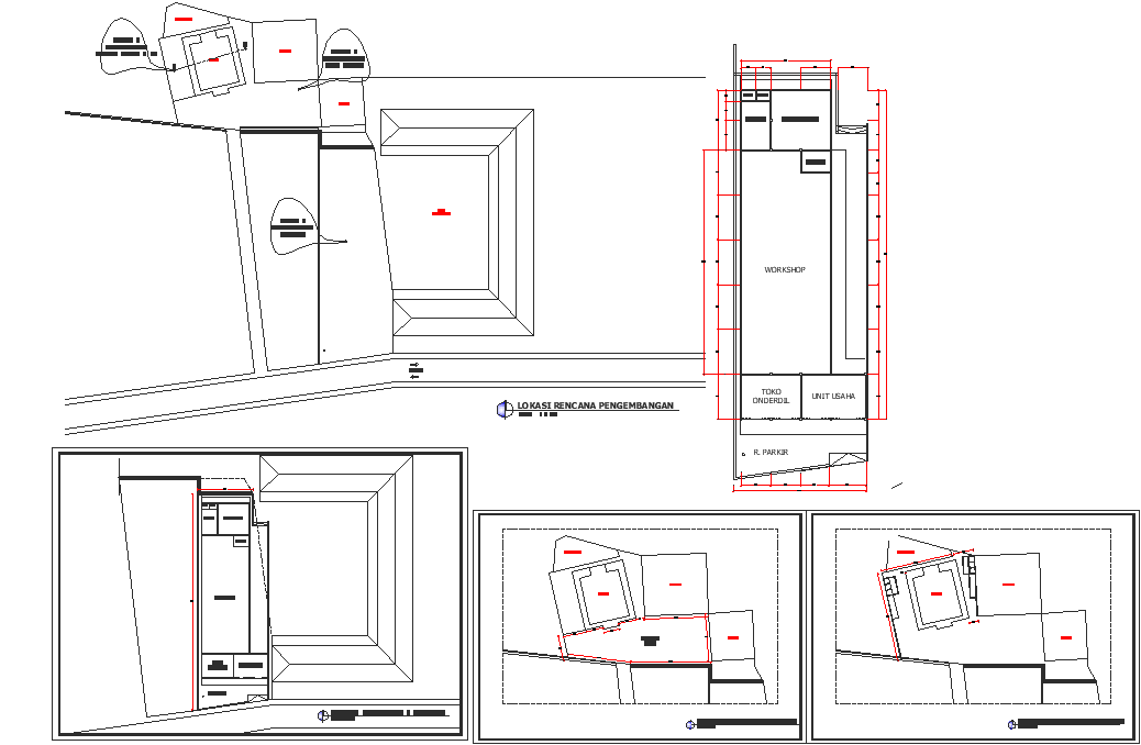 Workshop plan and elevation detail dwg file