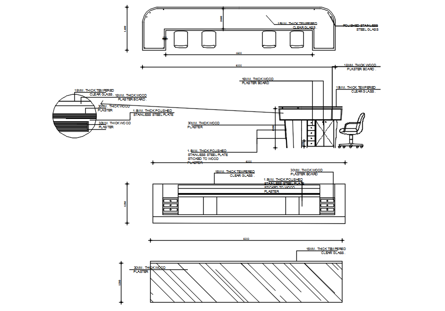 Workstation drawing with detail AutoCAD drawing, dwg file, CAD file
