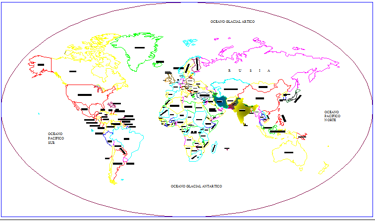 World map architecture project dwg file