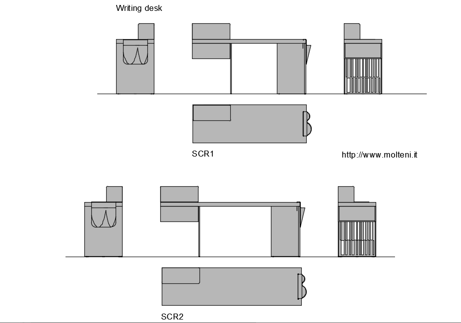 Writing desk Dwg file