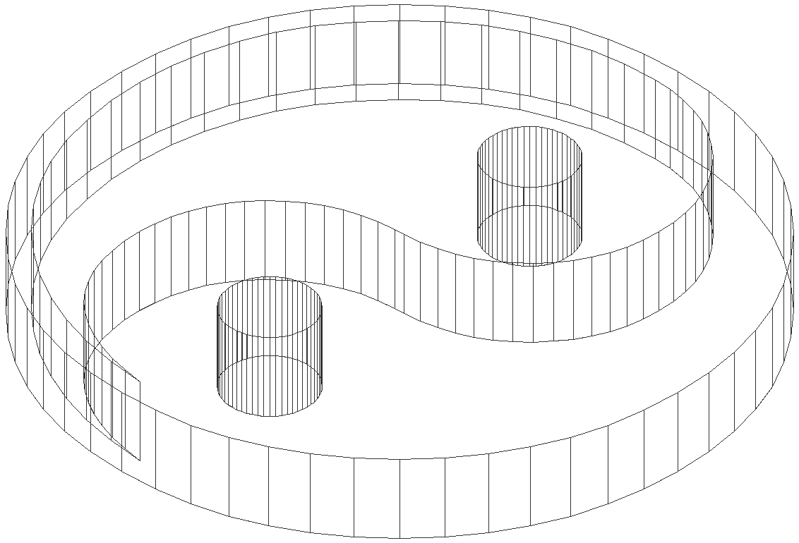 Yin and yang symbol or taijitu 3d dwg autocad drawing .