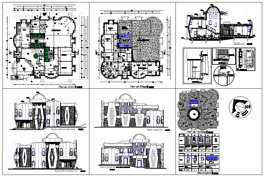 Youth association Building plan and elevation view