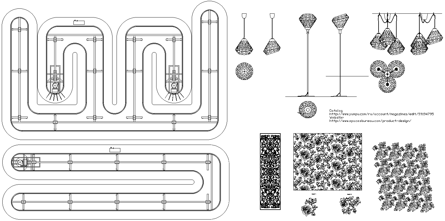 Zaha light Collection and Wardrobe Rail System DWG AutoCAD file