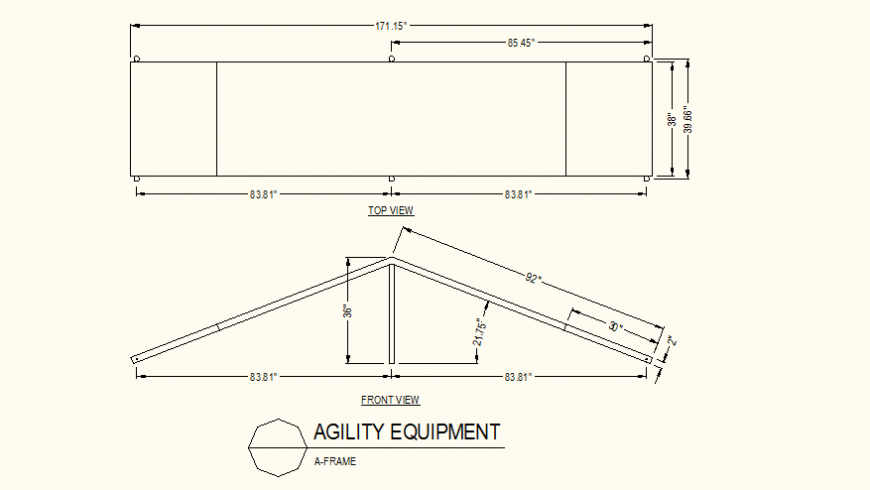 A-Frame agility equipment detail elevation dwg file