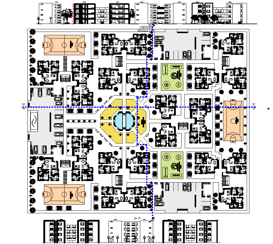 Housing Complex CAD Drawings with a Master Plans Download 2D