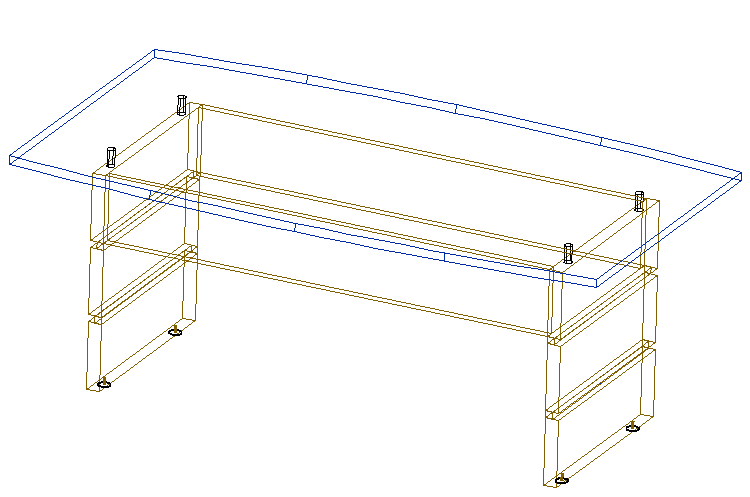 3D Meeting Table AutoCAD Drawing with Structural Frame and Glass Top