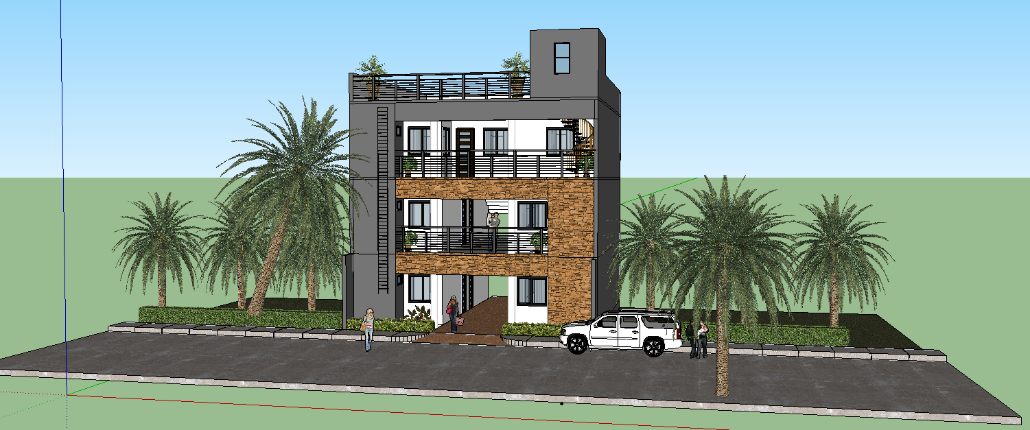 Modern 3D Residential Building Design in AutoCAD with Detailed Layout