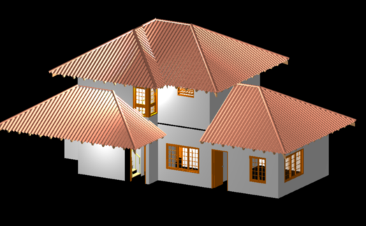 3D Family Residence DWG with Detailed Exterior Roof and Window Design