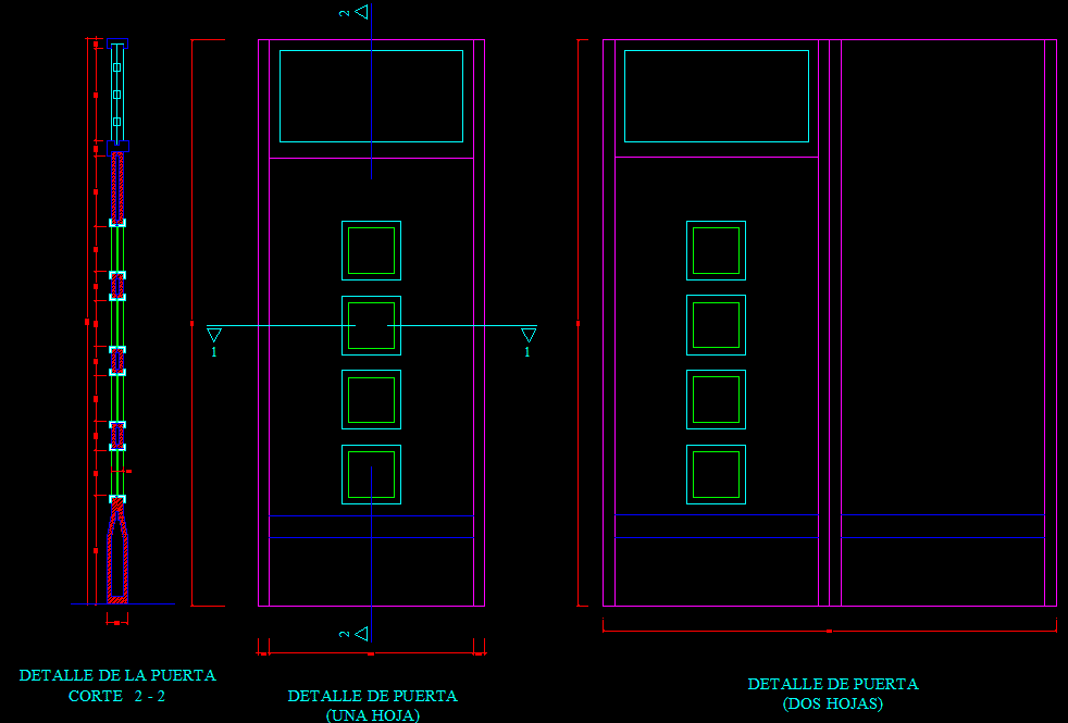 Door Elevation and Section DWG for Accurate 2D Architectural Design