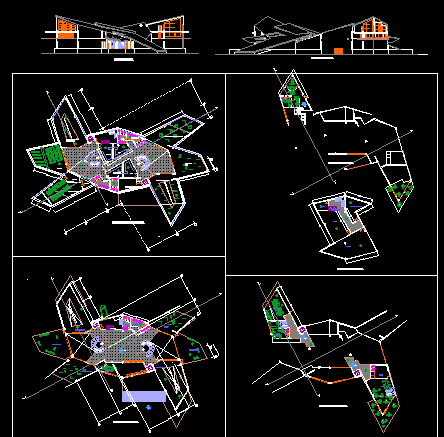 Modern Museum Design CAD Drawing with Detailed Plan and Elevation View