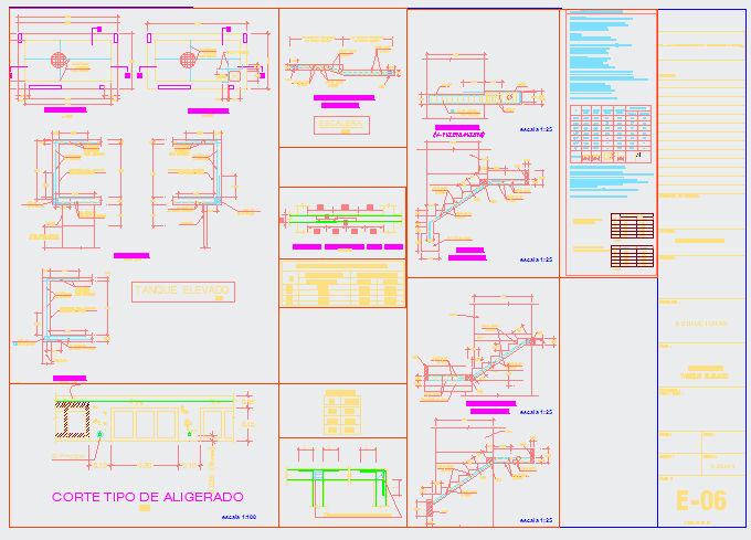 Stair case, Water tank elevation, detail drawing of flat design