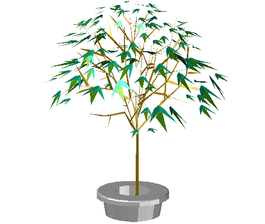 3D Tree AutoCAD DWG Drawing with Detailed Rendered View Design