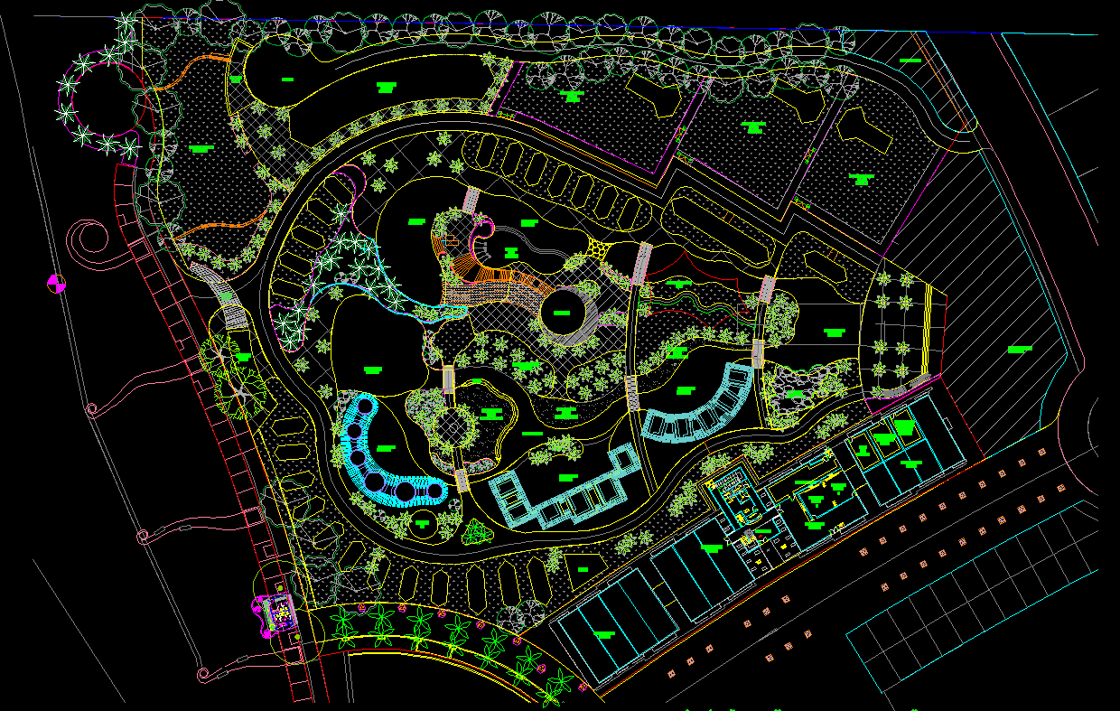 Beach Park AutoCAD DWG Drawing with Landscape and Master Plan