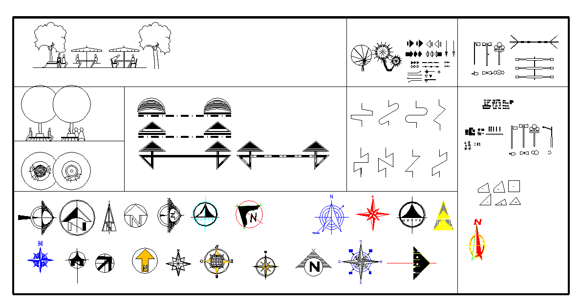 AutoCAD Blocks of Signs and Symbols with North Direction Details