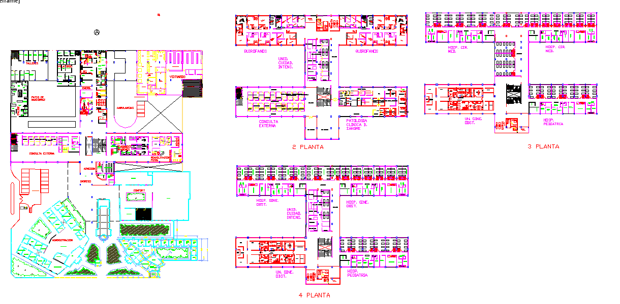 Hospital Project Design DWG with Multi Floor Layout and Ward Planning