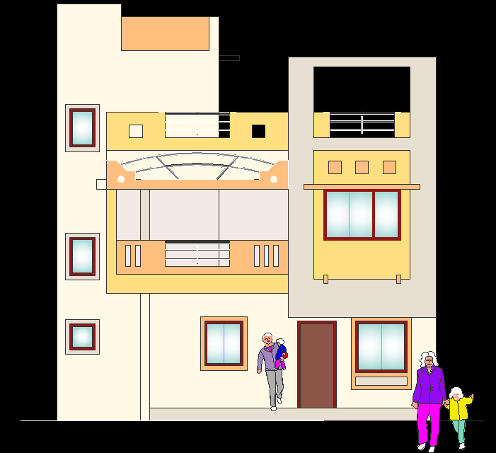 2D House Elevation CAD Drawing Layout for Modern Home Design
