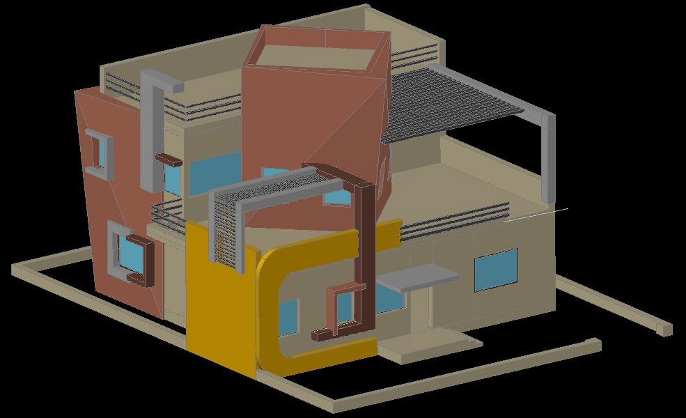 3D Bungalow CAD Drawing in AutoCAD for Modern Architectural Design