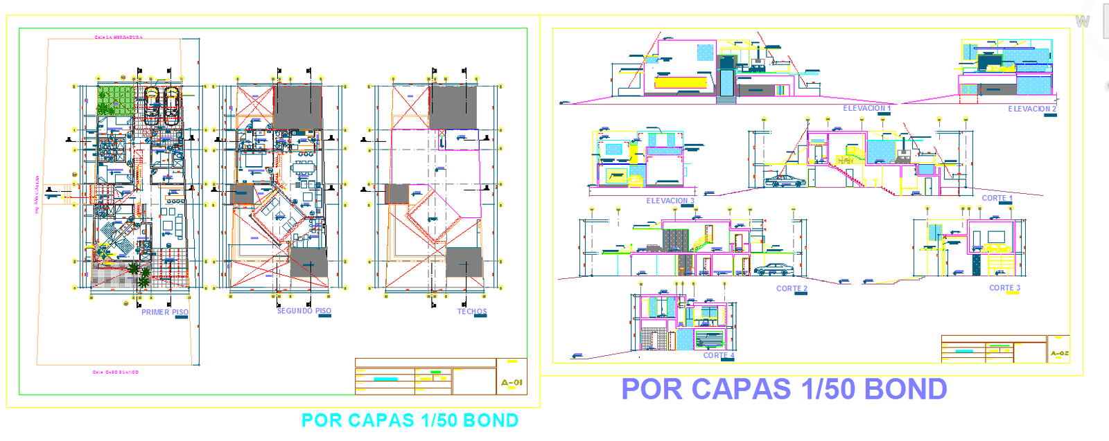 Modern House Design DWG with Floor Plans Elevations Sections and Roof