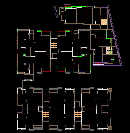 Apartment CAD Drawing with 2D Residential Cluster Plan and Layout