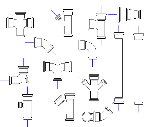 UPVC SWR Pipe Fitting AutoCAD DWG Layout with 2D Connection Plan