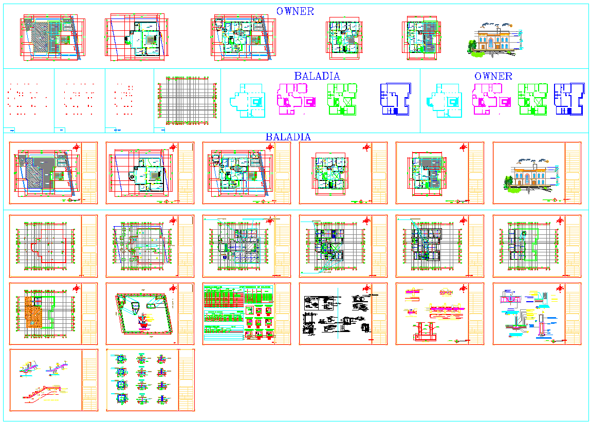 House project CAD DWG with floor plan, elevation and structure detail