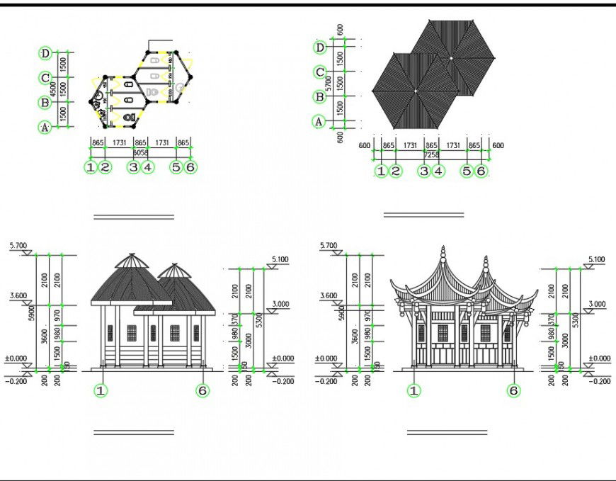 A Ancient latrine construction plan and elevation layout file
