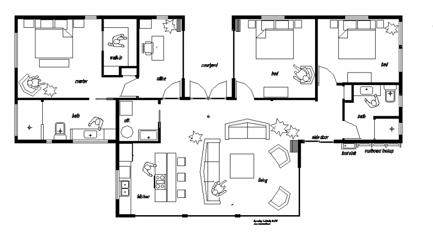 A beach house plan dwg file