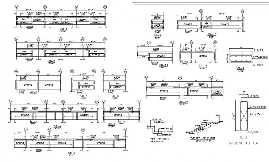 A Beam and stair section plan layout file