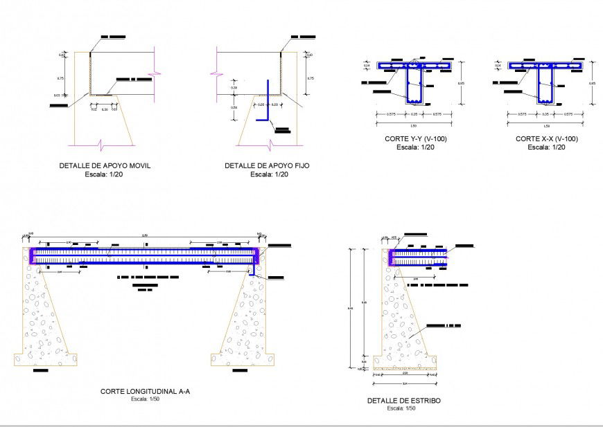 A Bridge plan and section detail dwg file