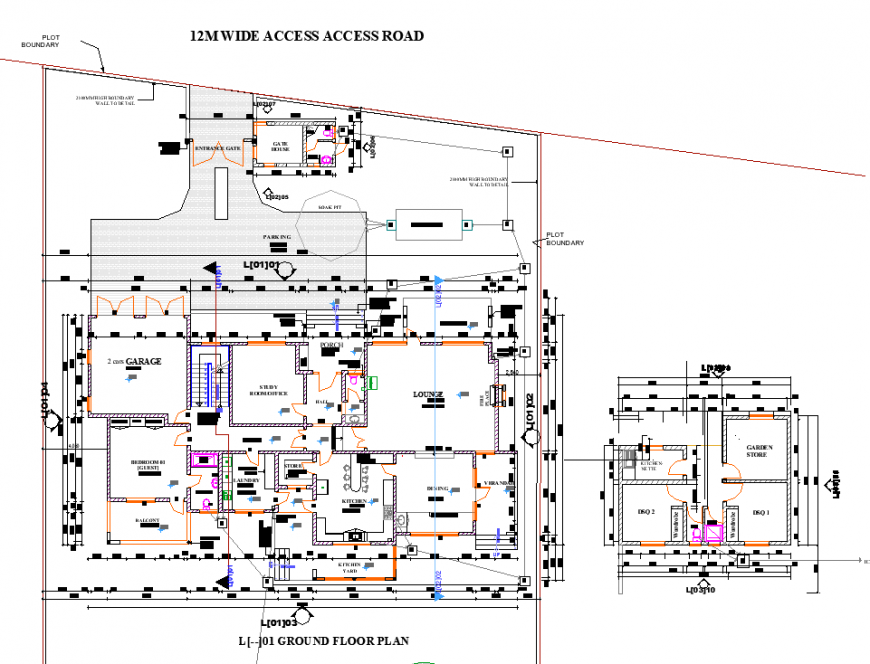 A bungalow working planning autocad file