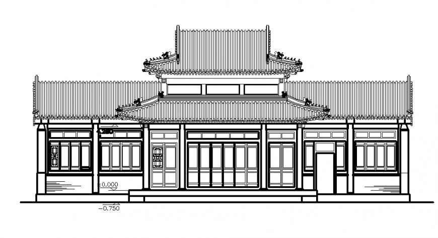 A China Temple Court cad elevation detail
